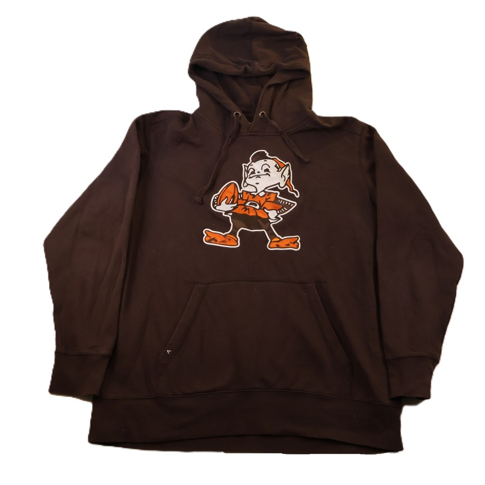 Antigua Mens XXL Hoodie Brown Cleveland Browns Brownie the Elf Mascot Pullover